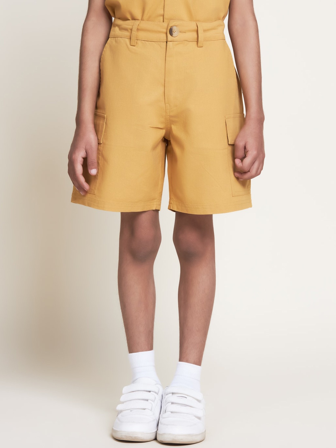 

The Tribe Kids Boys Pure Cotton Cargo Shorts, Mustard