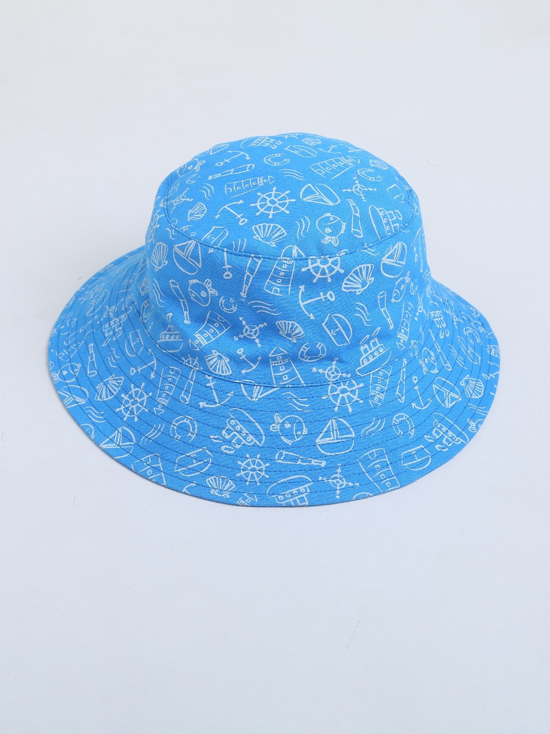 

Nino Bambino Kids Conversational Print Organic Cotton Bucket Hat, Blue