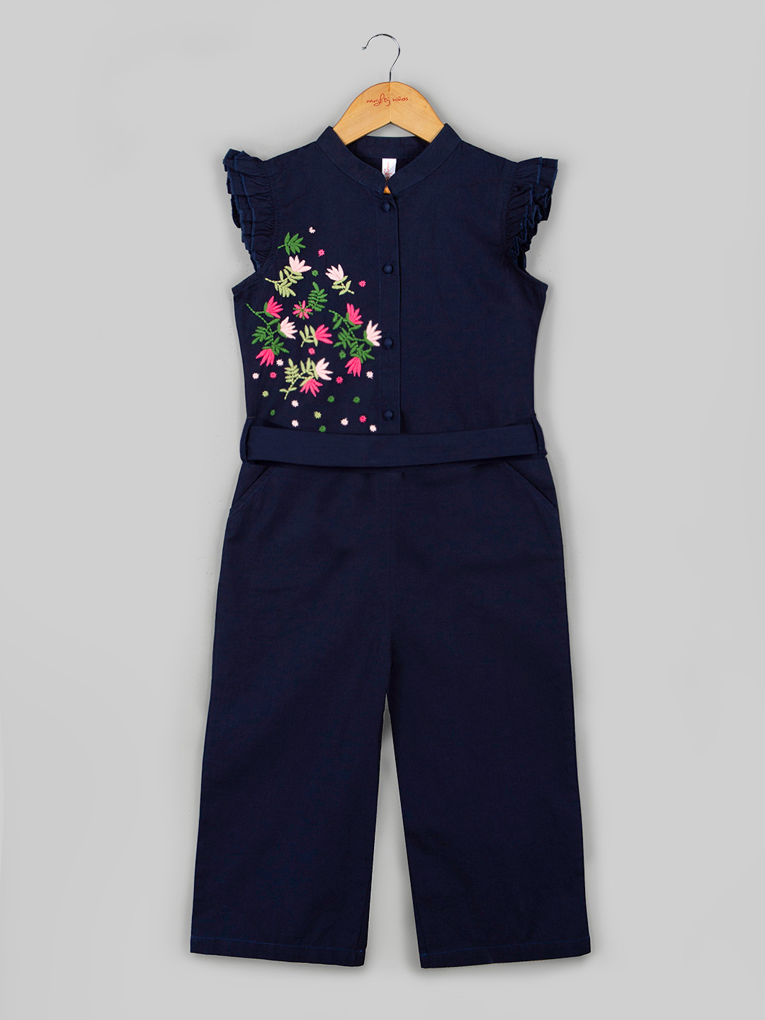 

Naughty Ninos Girls Basic Jumpsuit with Embroidered, Navy blue