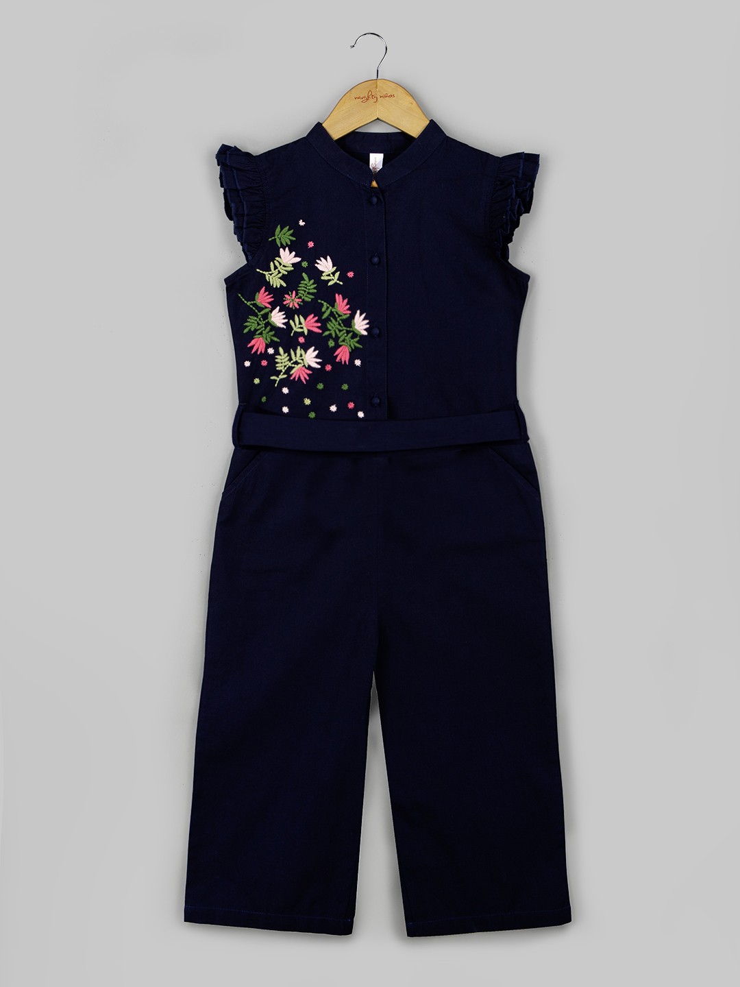 

Naughty Ninos Girls Basic Jumpsuit with Embroidered, Navy blue