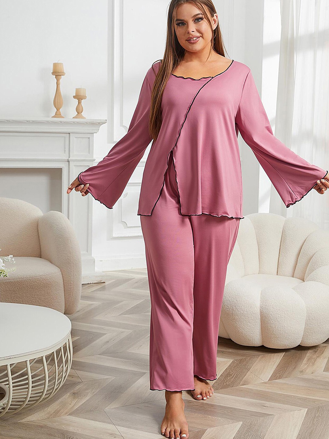 

LULU & SKY Top & Trousers Night Suits, Pink