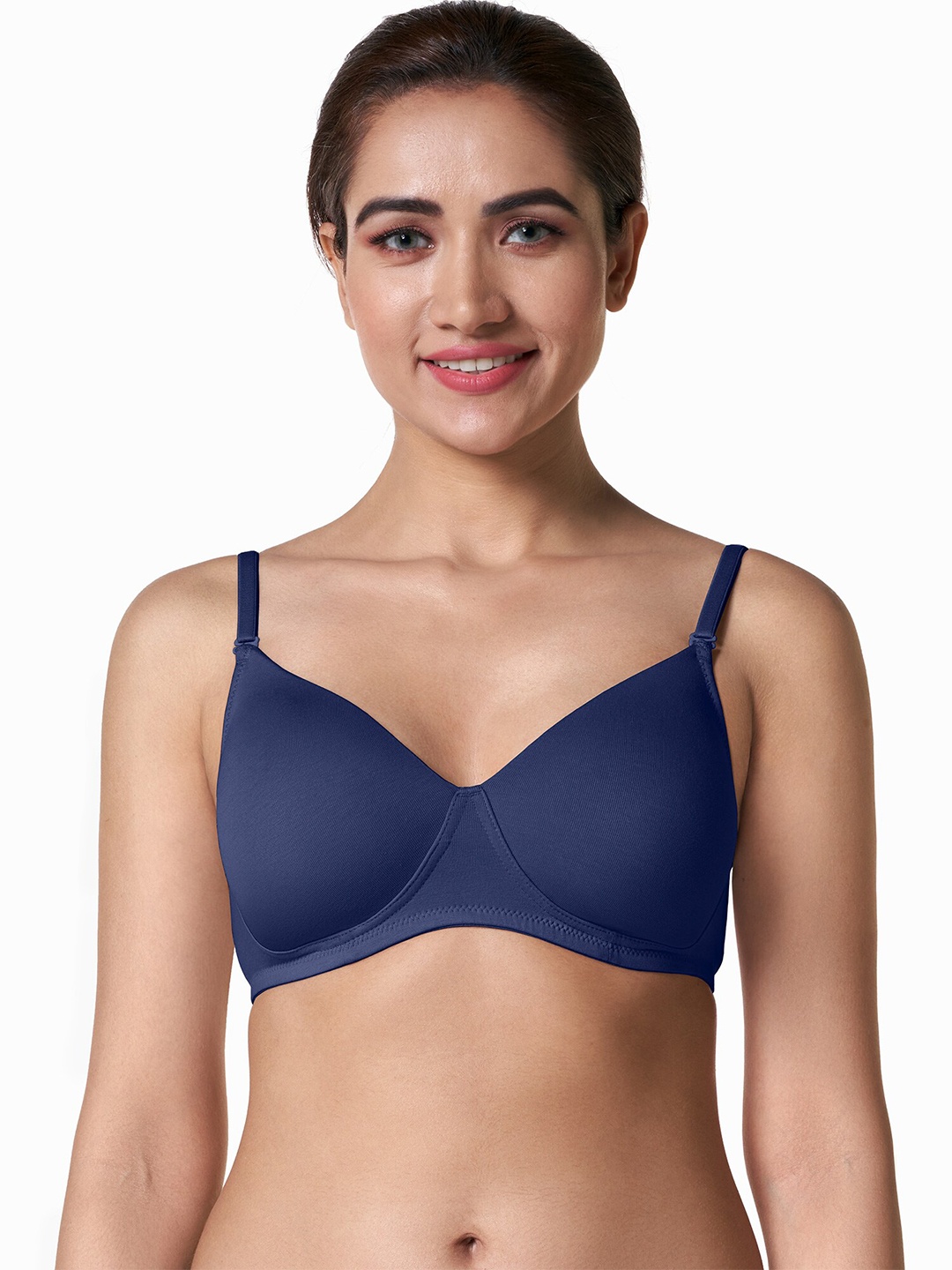 

BLOSSOM Medium Coverage Lightly Padded T-shirt Bra_Signature Pad, Navy blue