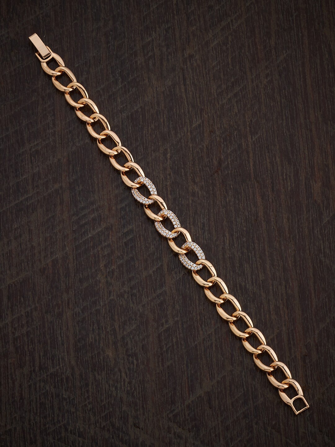 

Kushal's Fashion Jewellery Gold-Plated Cubic Zirconia Link Bracelet