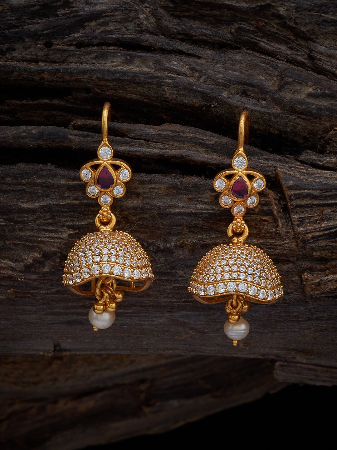 

Kushal's Fashion Jewellery Gold-Plated 92.5 Pure Silver Dome Shaped Jhumkas Earrings