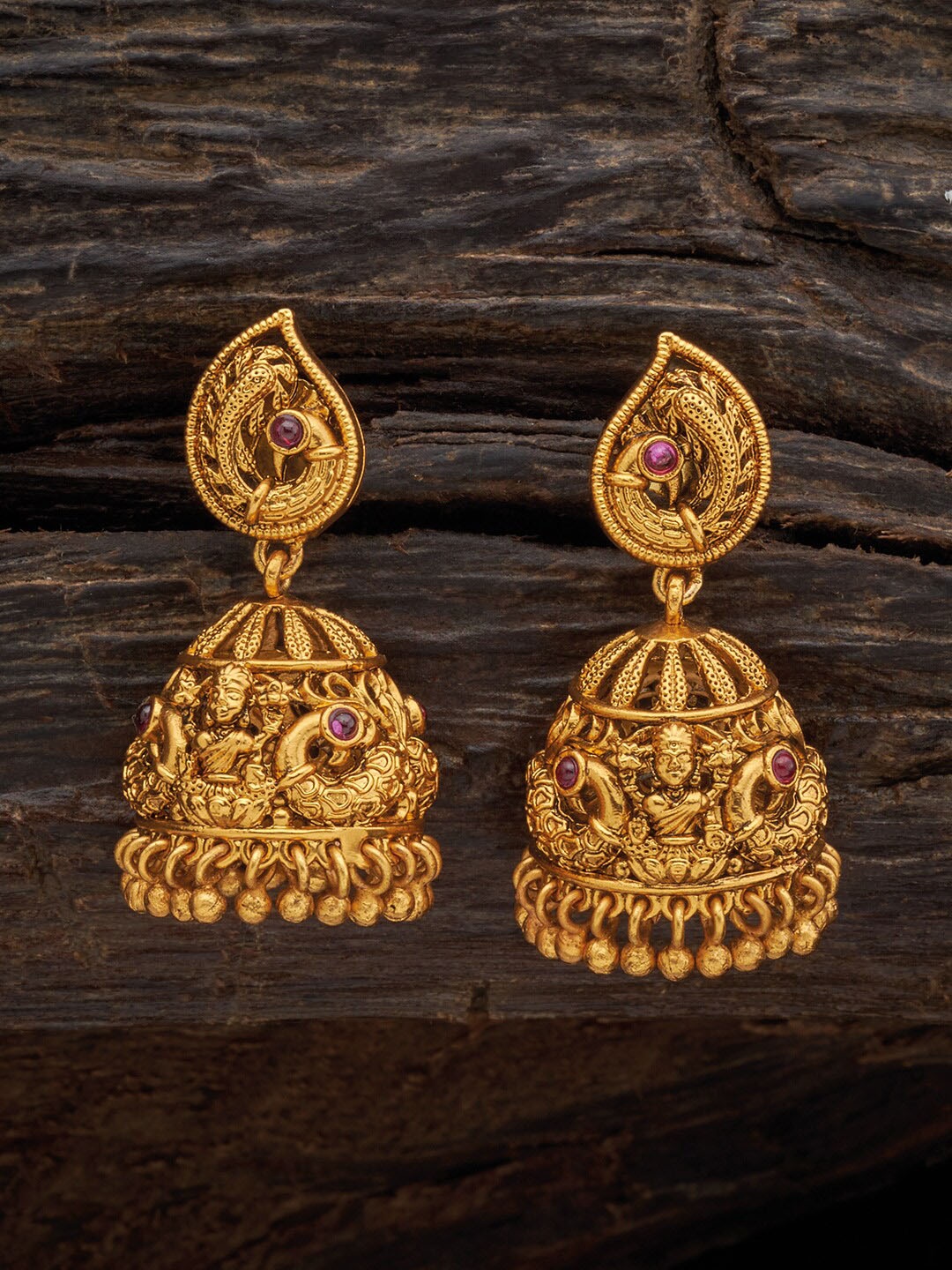 

Kushal's Fashion Jewellery Gold-Plated Paisley Shaped Jhumkas Earrings