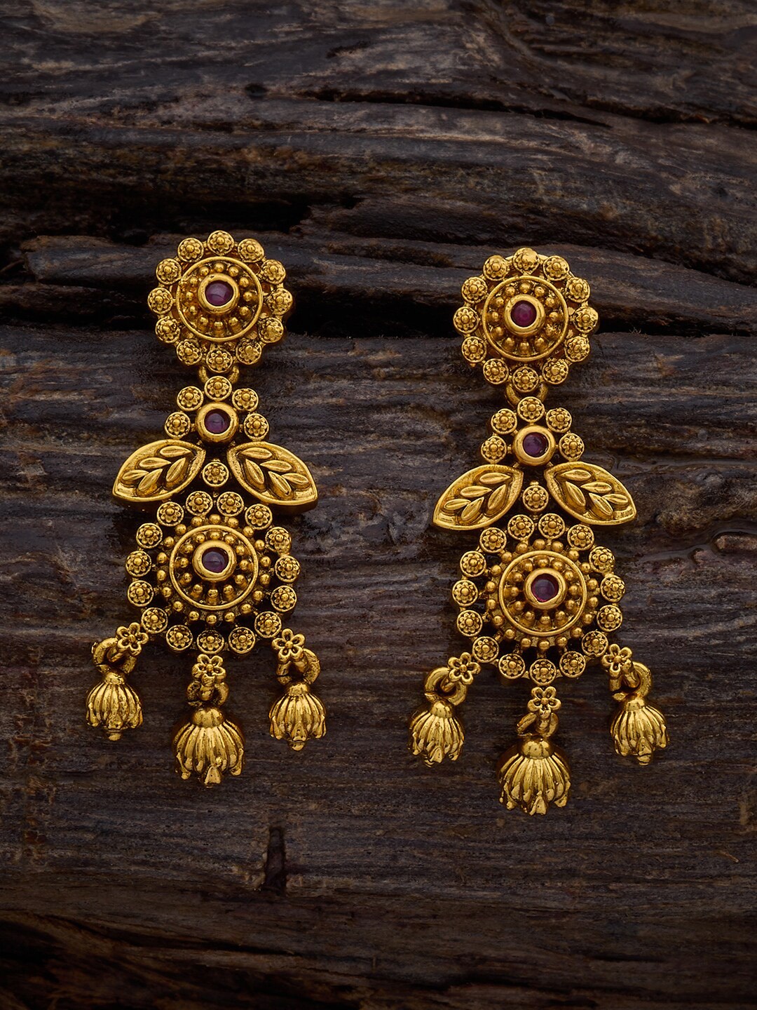

Kushal's Fashion Jewellery Gold Plated Antique Artificial Stones Drop Earrings