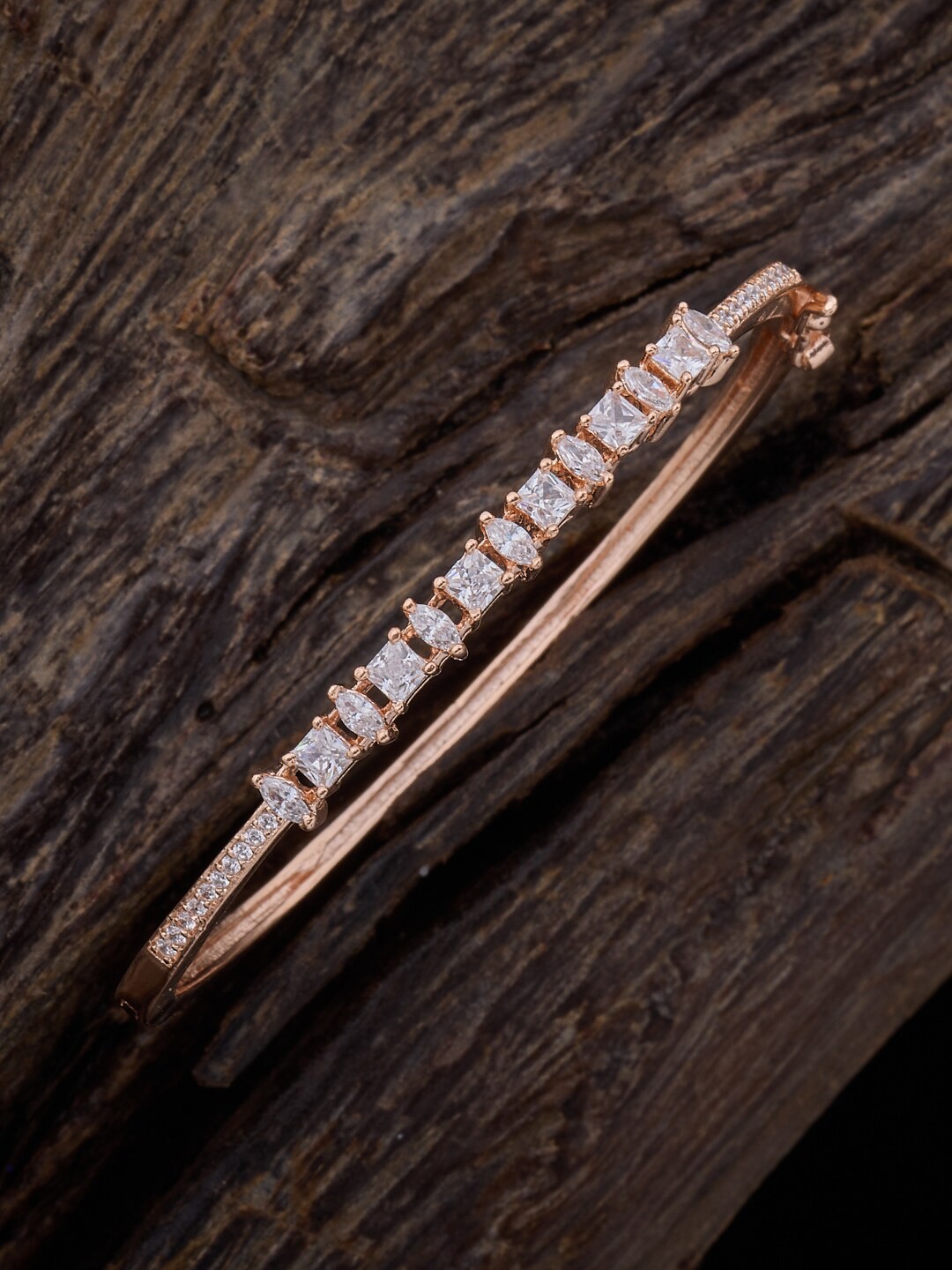 

Kushal's Fashion Jewellery Women Cubic Zirconia Rose Gold-Plated Kada Bracelet