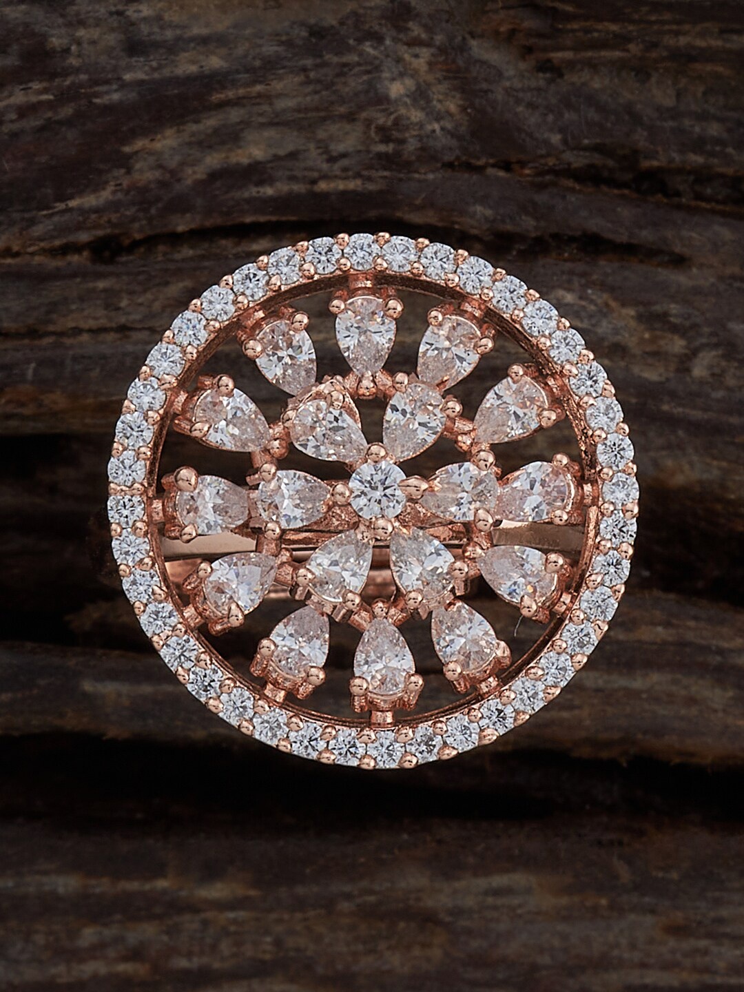 

Kushal's Fashion Jewellery Rose Gold-Plated Cubic Zirconia Studded Finger Ring