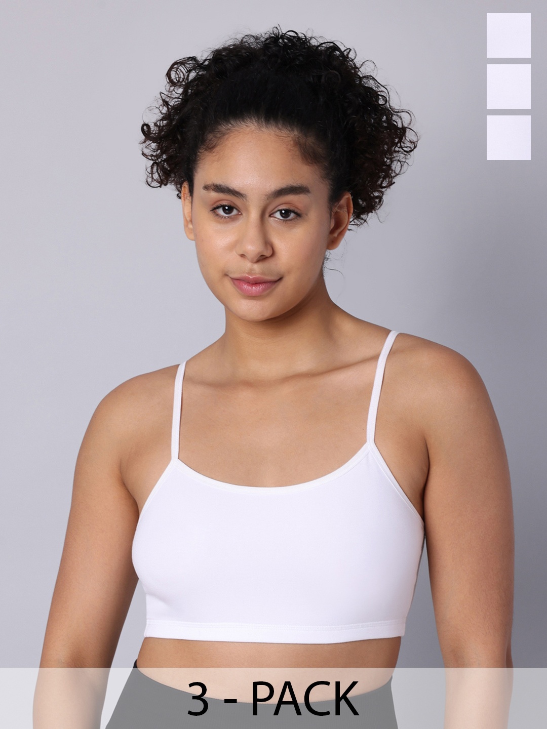 

Sillysally Women Pack of 3 Non Padded Double Layer Workout Bras With All Day Comfort, White