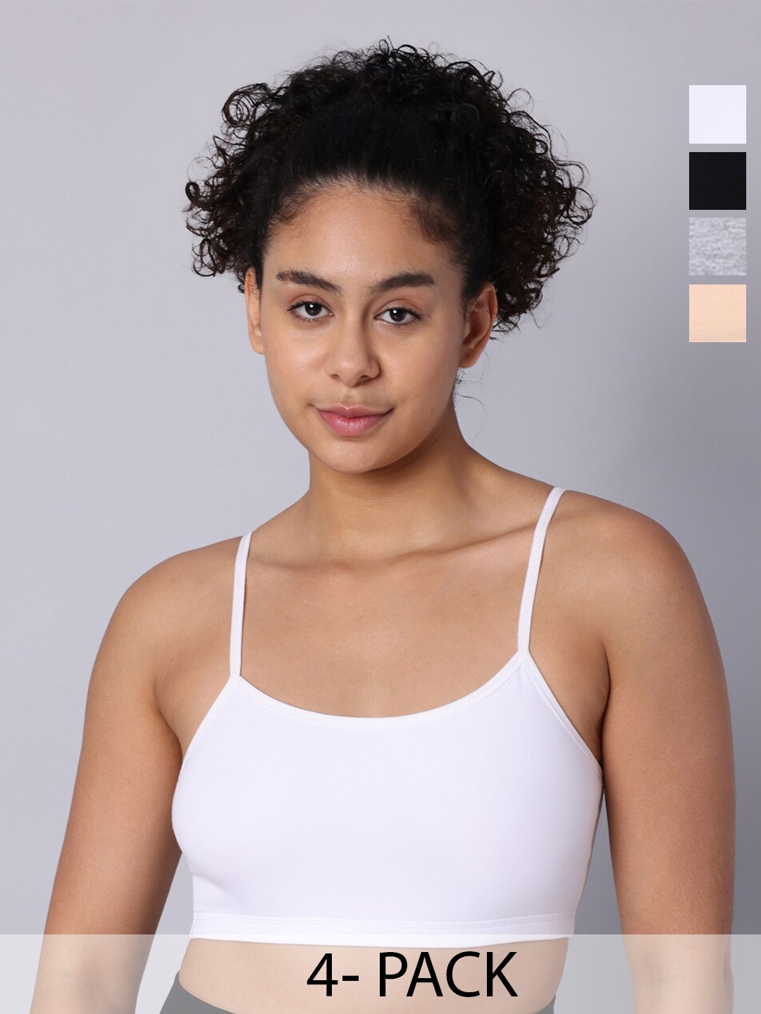 

Sillysally Pack Of 4 Full Coverage Non Padded Seamless Workout Bra - All Day Comfort, White