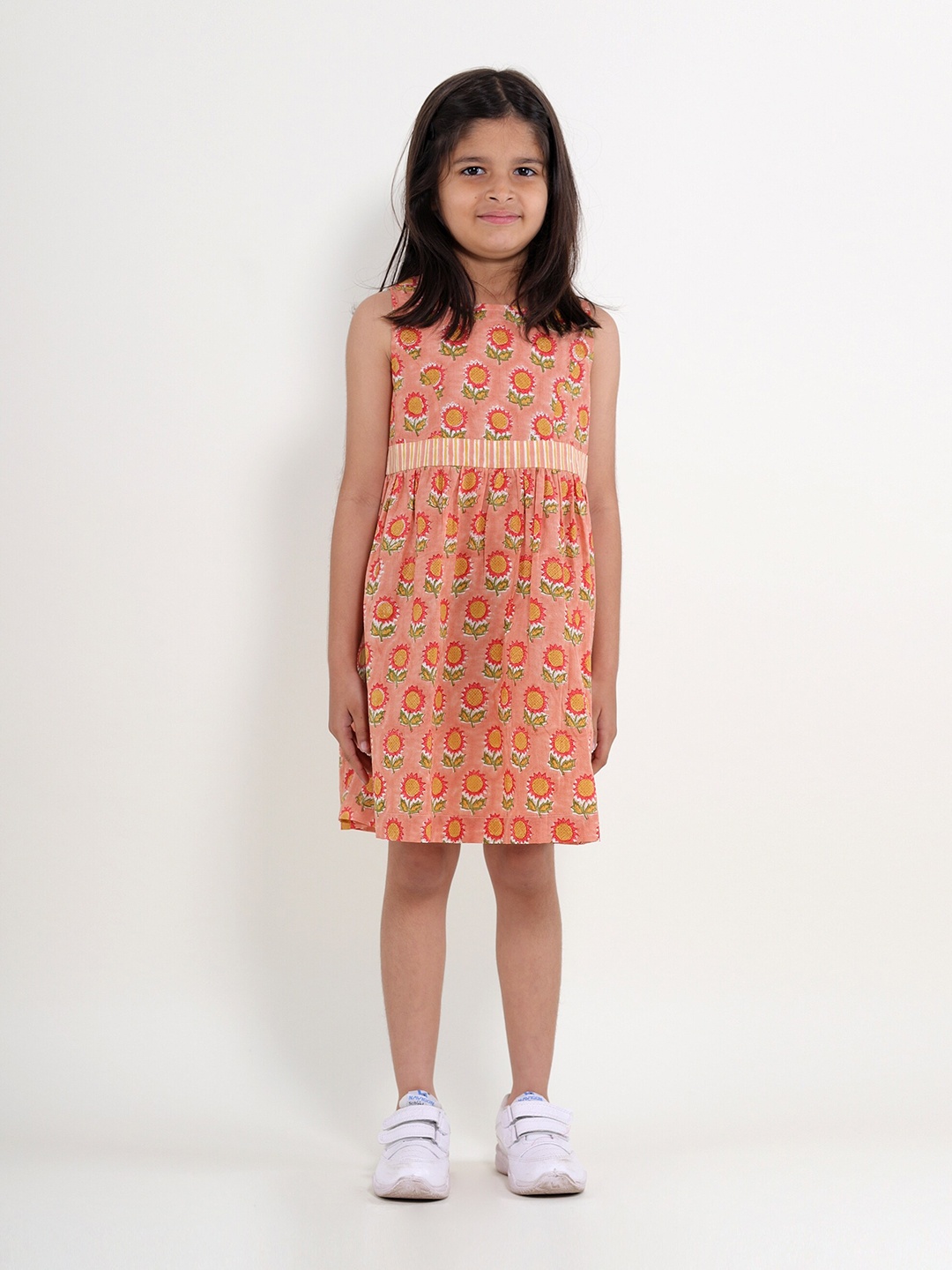 

My Little Lambs Floral Print A-Line Dress, Peach