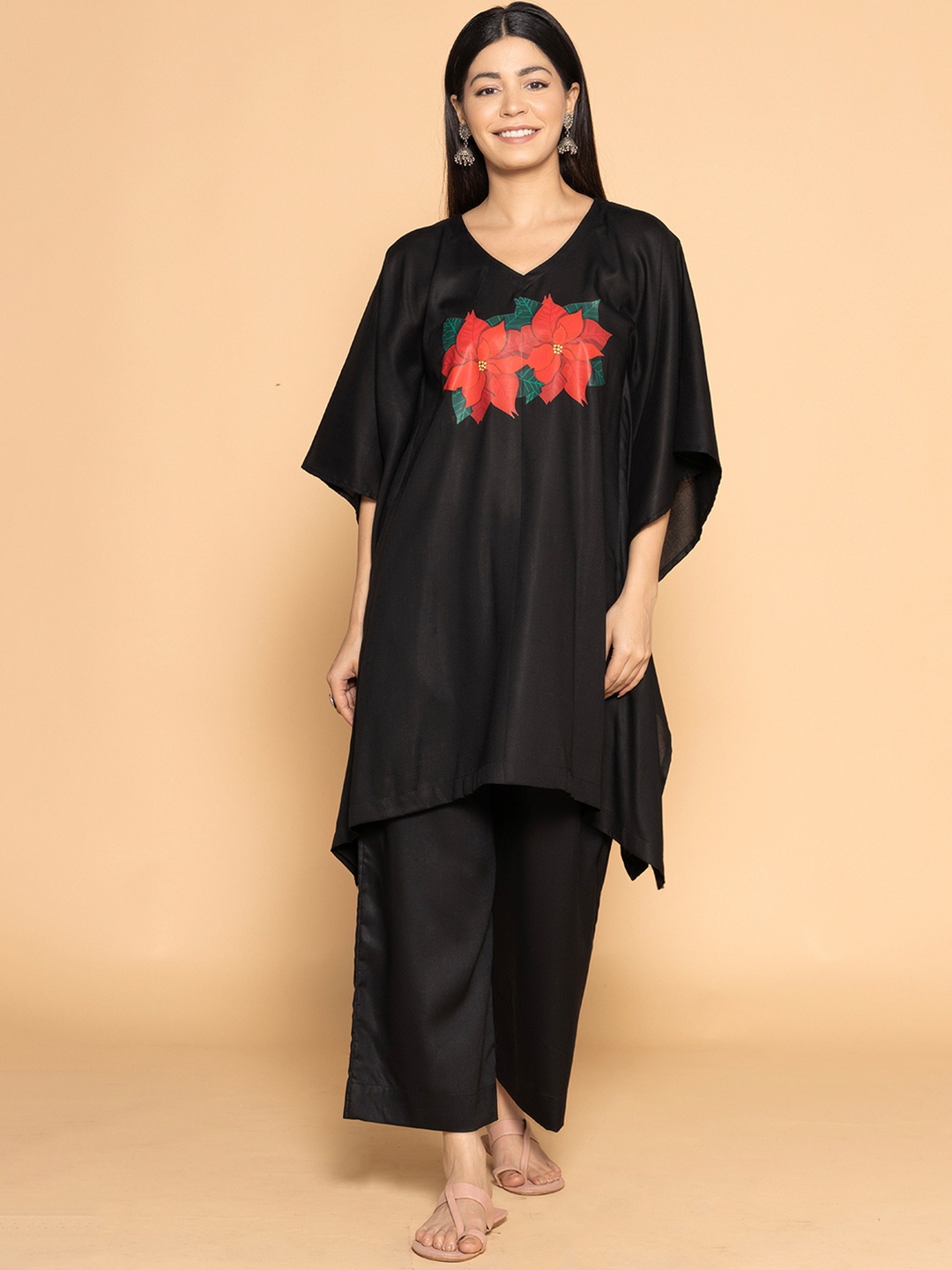 

LetsDressUp Floral Printed Kaftan Dress, Black