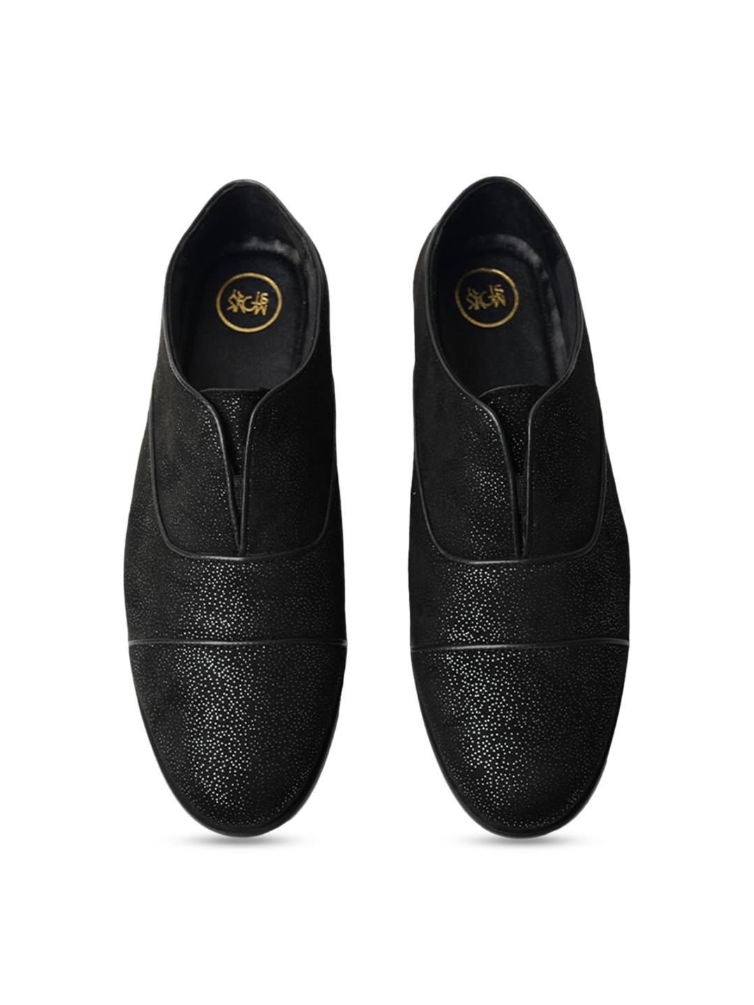 

MONKSTORY Men Textured Round Toe Slip-On Sneakers, Black