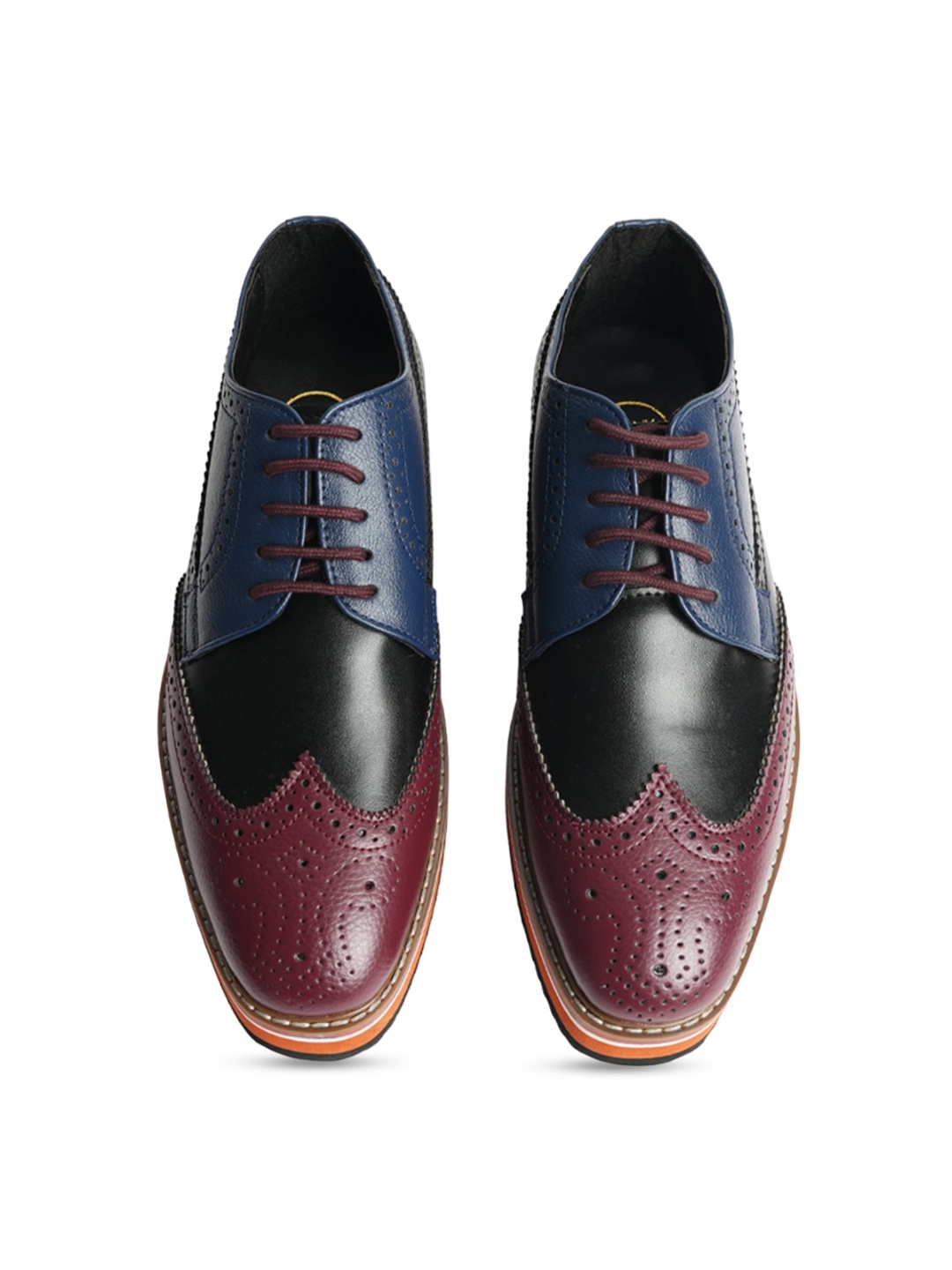 

MONKSTORY Men Round Toe Brogues, Burgundy