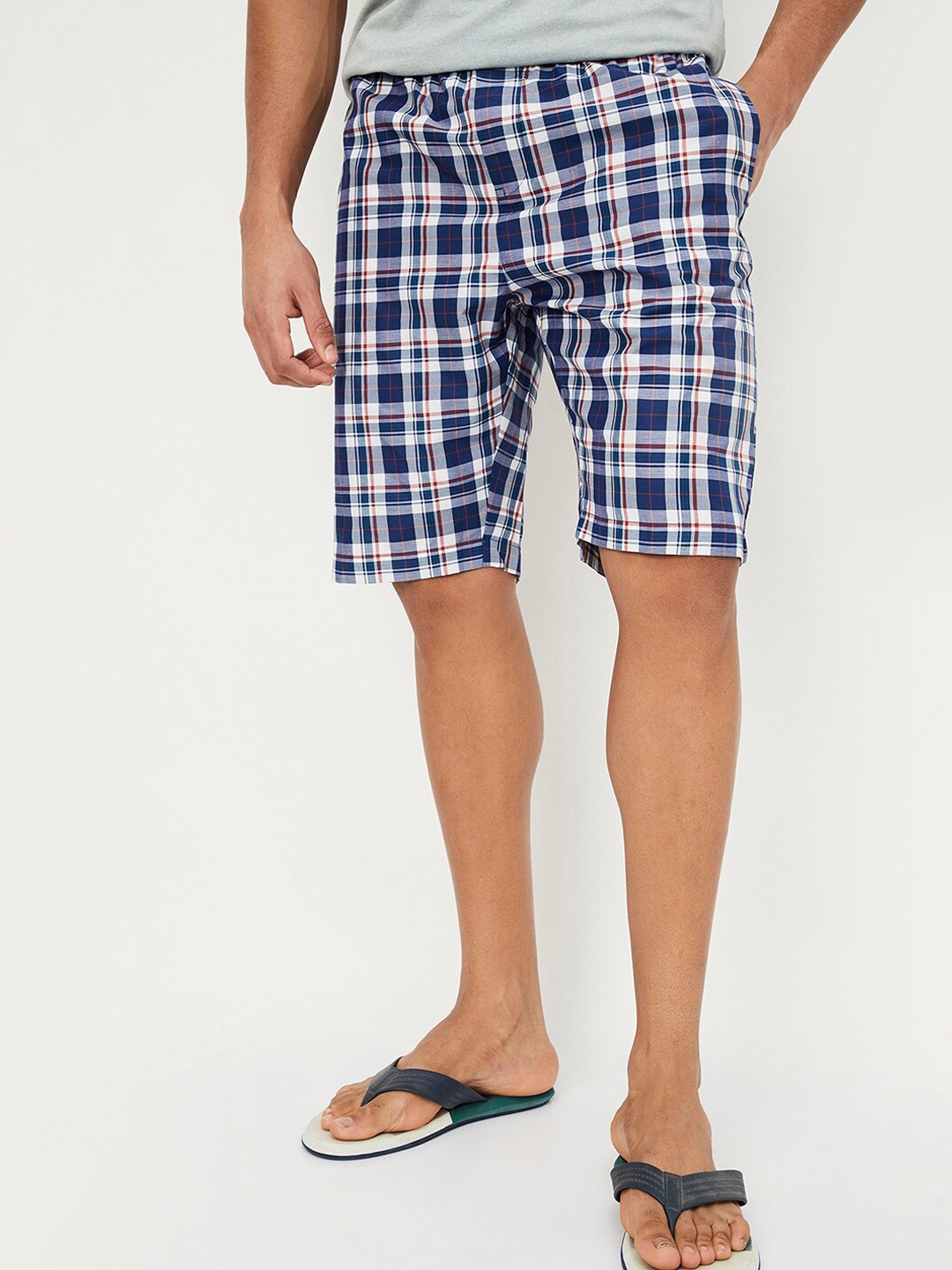 

max Men Checked Pure-Cotton BoxersSS24WSH01BLUE, Blue