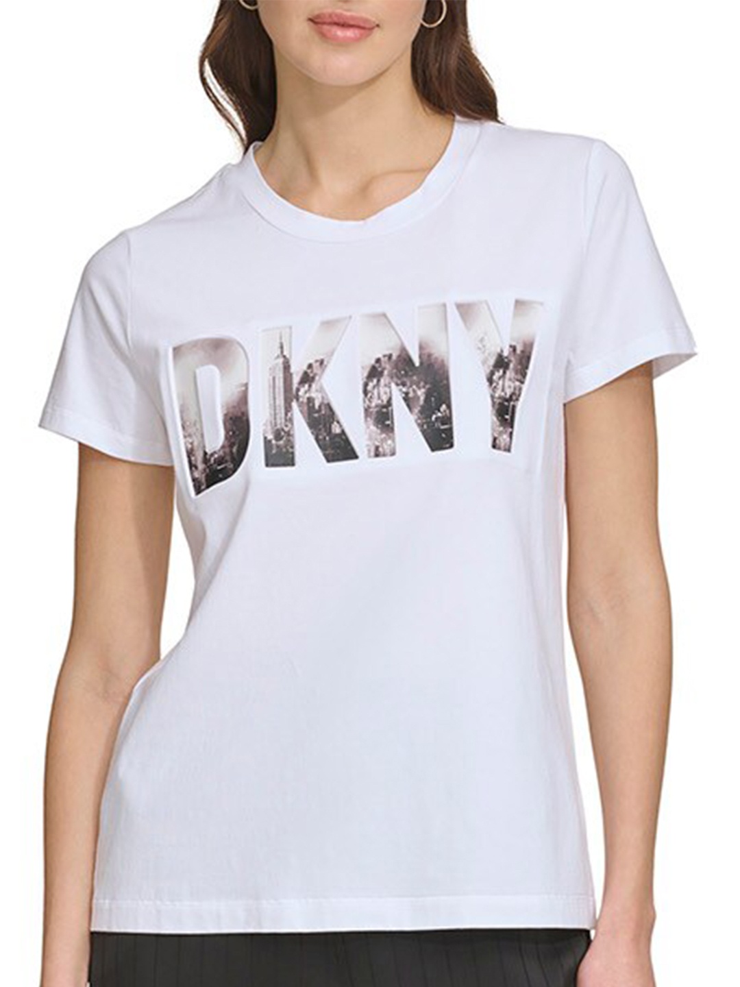 

DKNY Typography Round Neck Short Sleeves Cotton T-shirt, White