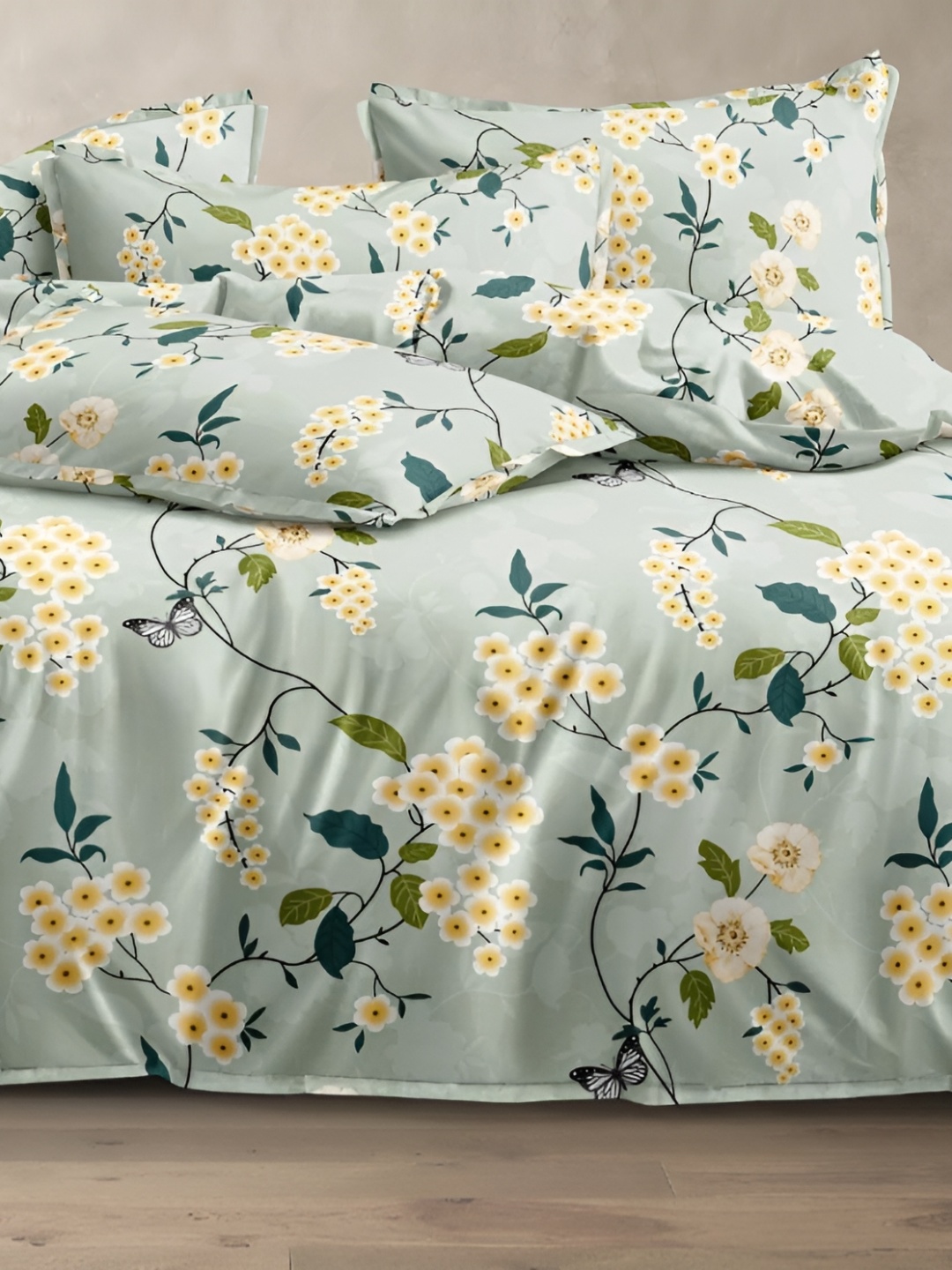 

RRC Yellow & Green Floral Microfiber AC Room 210 GSM Double Bed Dohar