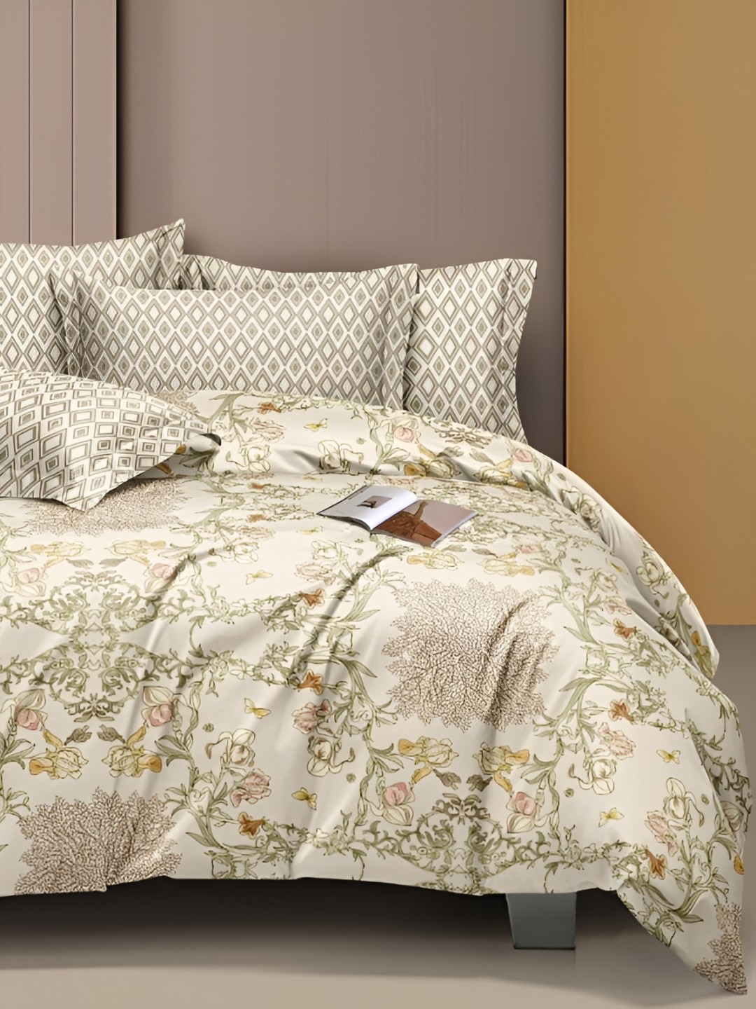 

RRC Cream-Coloured & Brown Floral Microfiber AC Room 210 GSM Double Bed Dohar