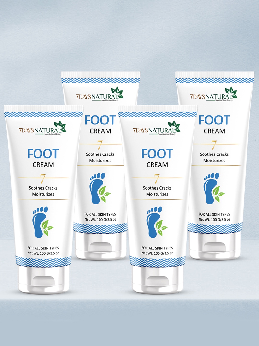 

7 DAYS Set Of 4 Foot Cream For Dry & Cracked Feet - 100 gm Each, White