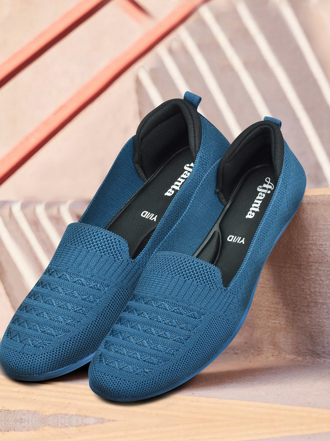 

Ajanta Women Textured Lightwight Slip-On Sneakers, Blue
