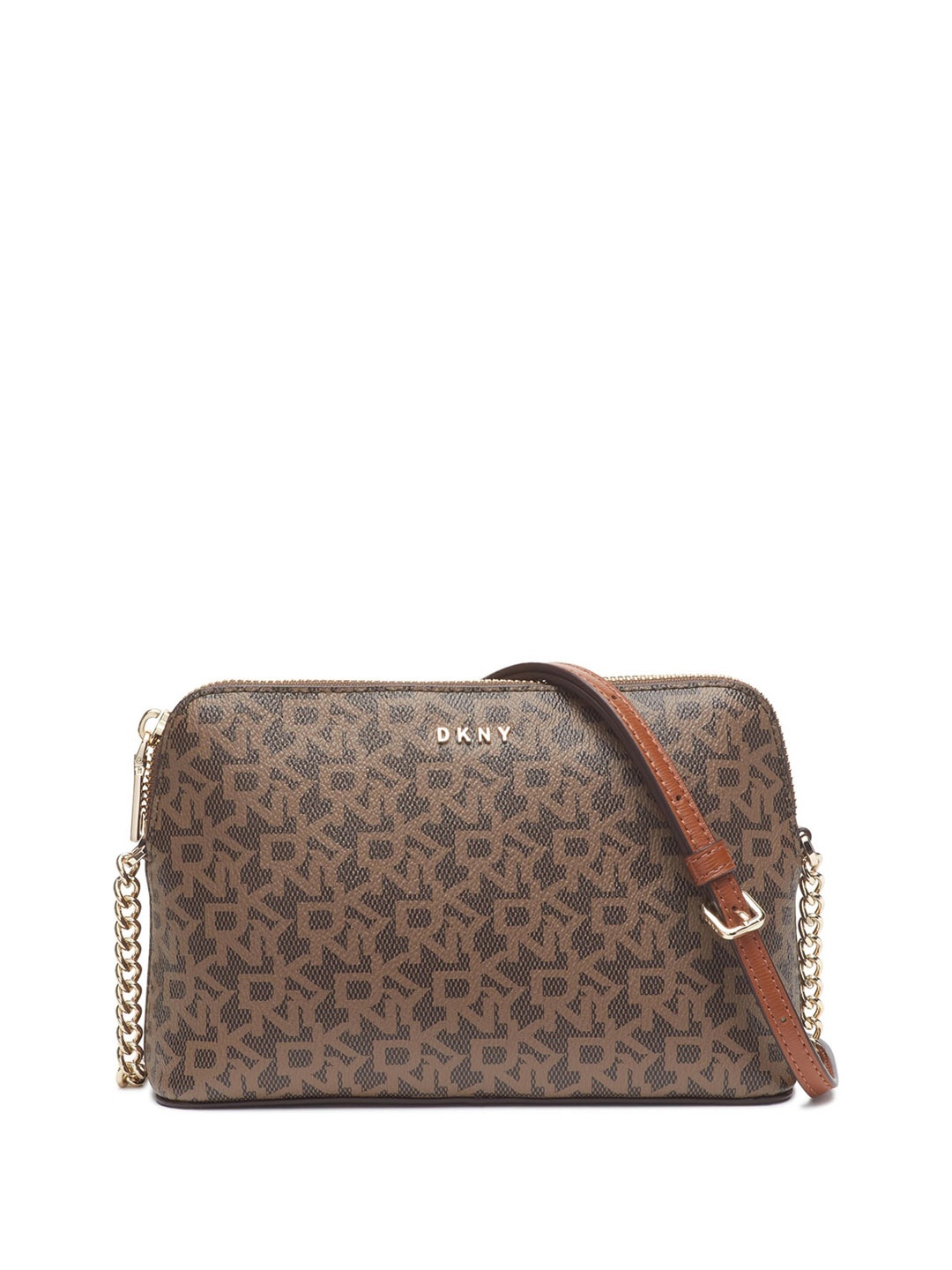

DKNY Printed Structured Sling Bag, Brown