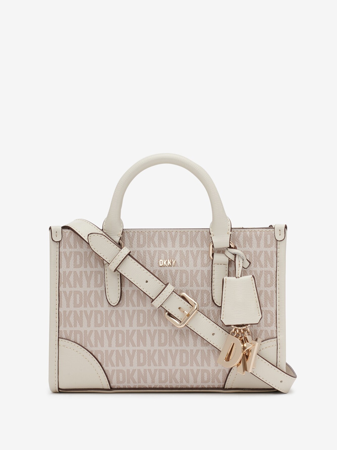 

DKNY Typography Printed Oversized Structured Handheld Bag, Grey