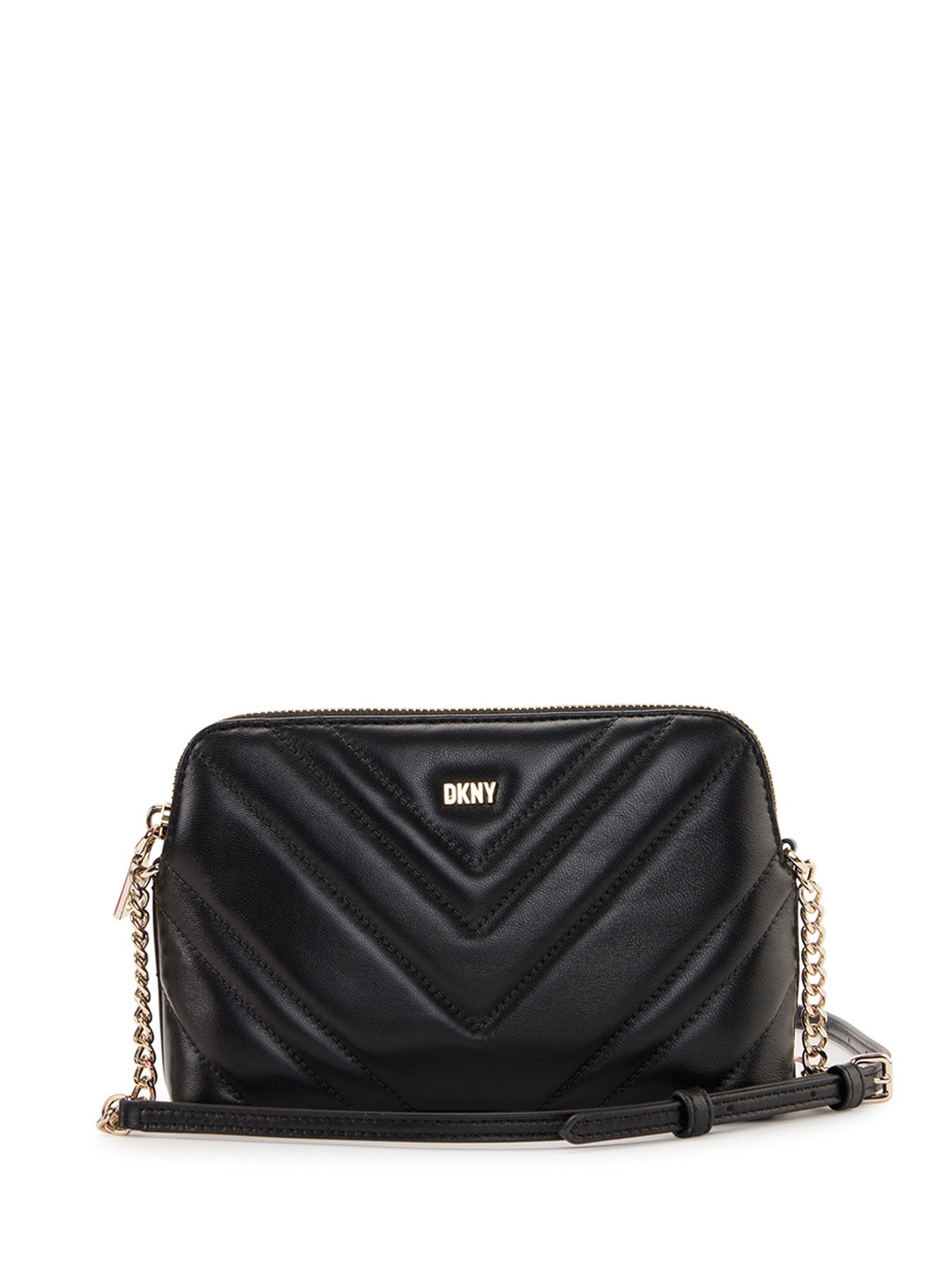

DKNY Quilted Leather Structured Sling Bag, Black