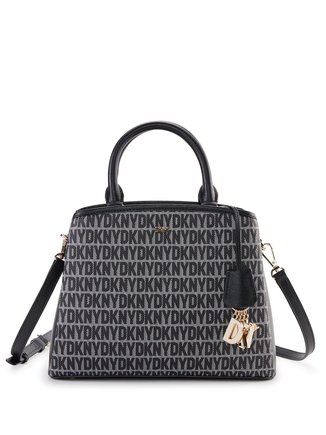 

DKNY Typography Textured Structured Handheld Bag, Black