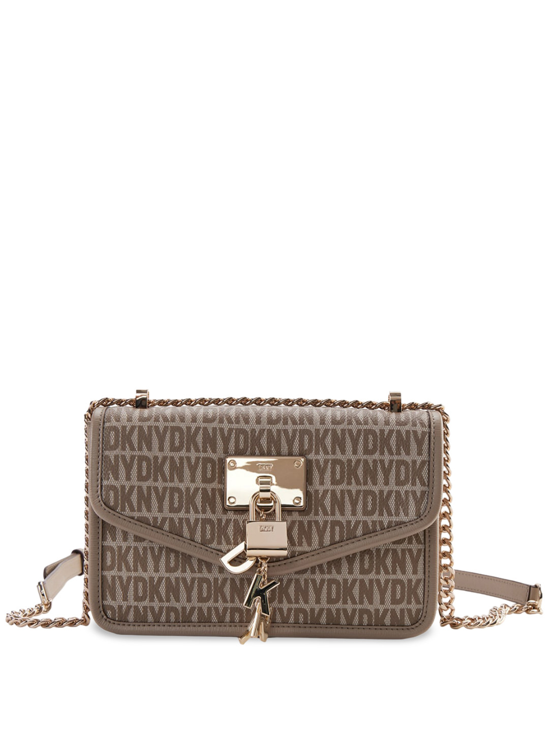 

DKNY Printed Structured Sling Bag, Beige