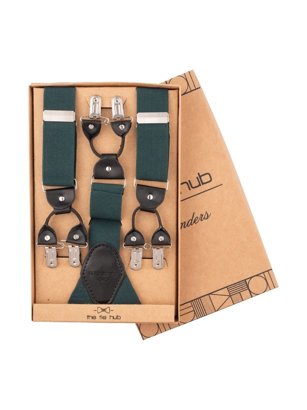 

The Tie Hub Men Y Back Clip On Suspender, Green