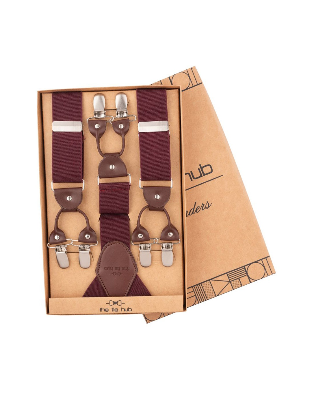

The Tie Hub Men Y Back Clip On Suspender, Burgundy