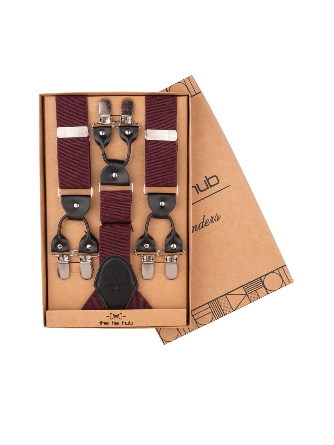 

The Tie Hub Textured Y Back Clip On Suspender, Burgundy