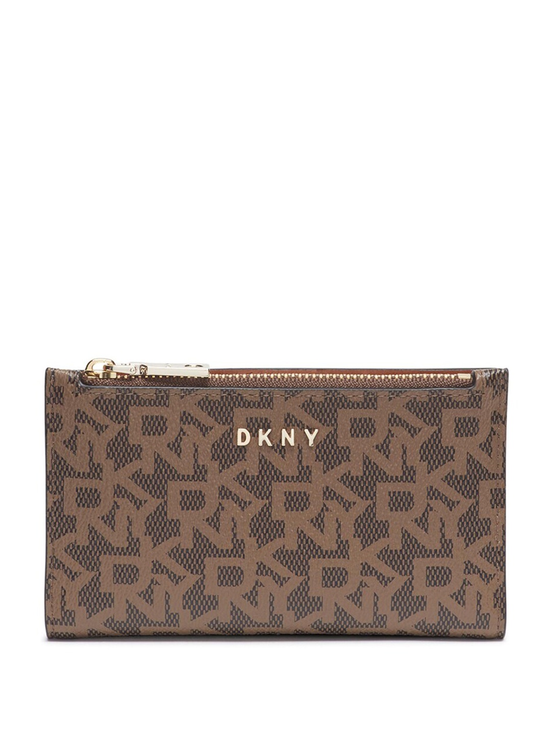 

DKNY Women Brand Logo Printed Card Holder, Brown