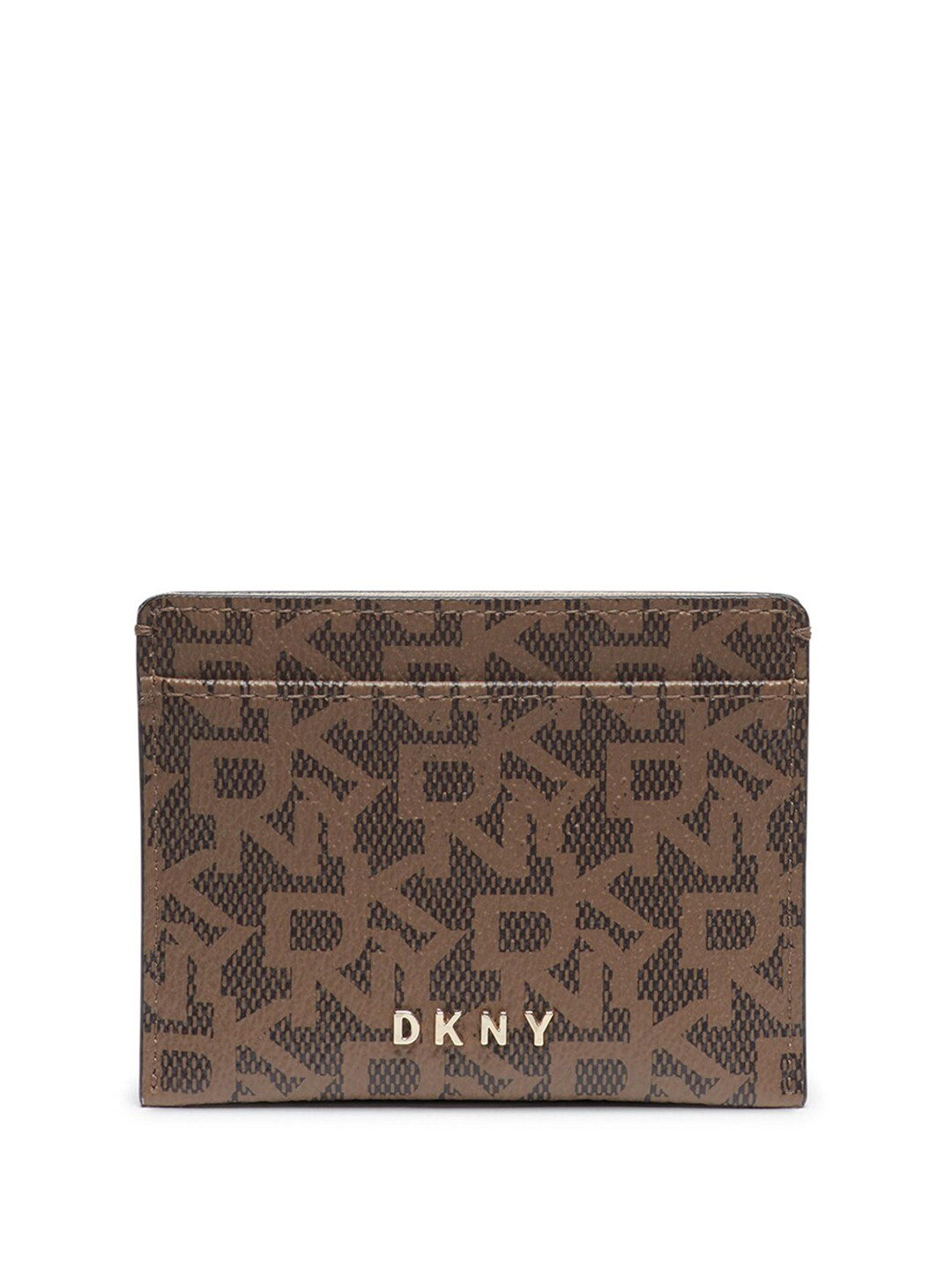 

DKNY Women Brand Logo Printed Card Holder, Brown