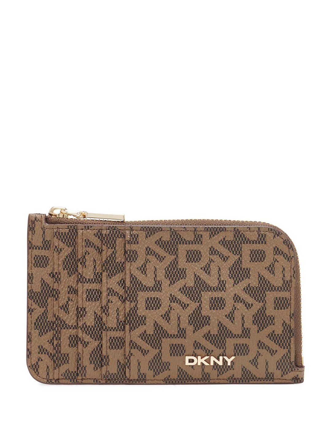 

DKNY Women Brand Logo Printed Card Holder, Brown