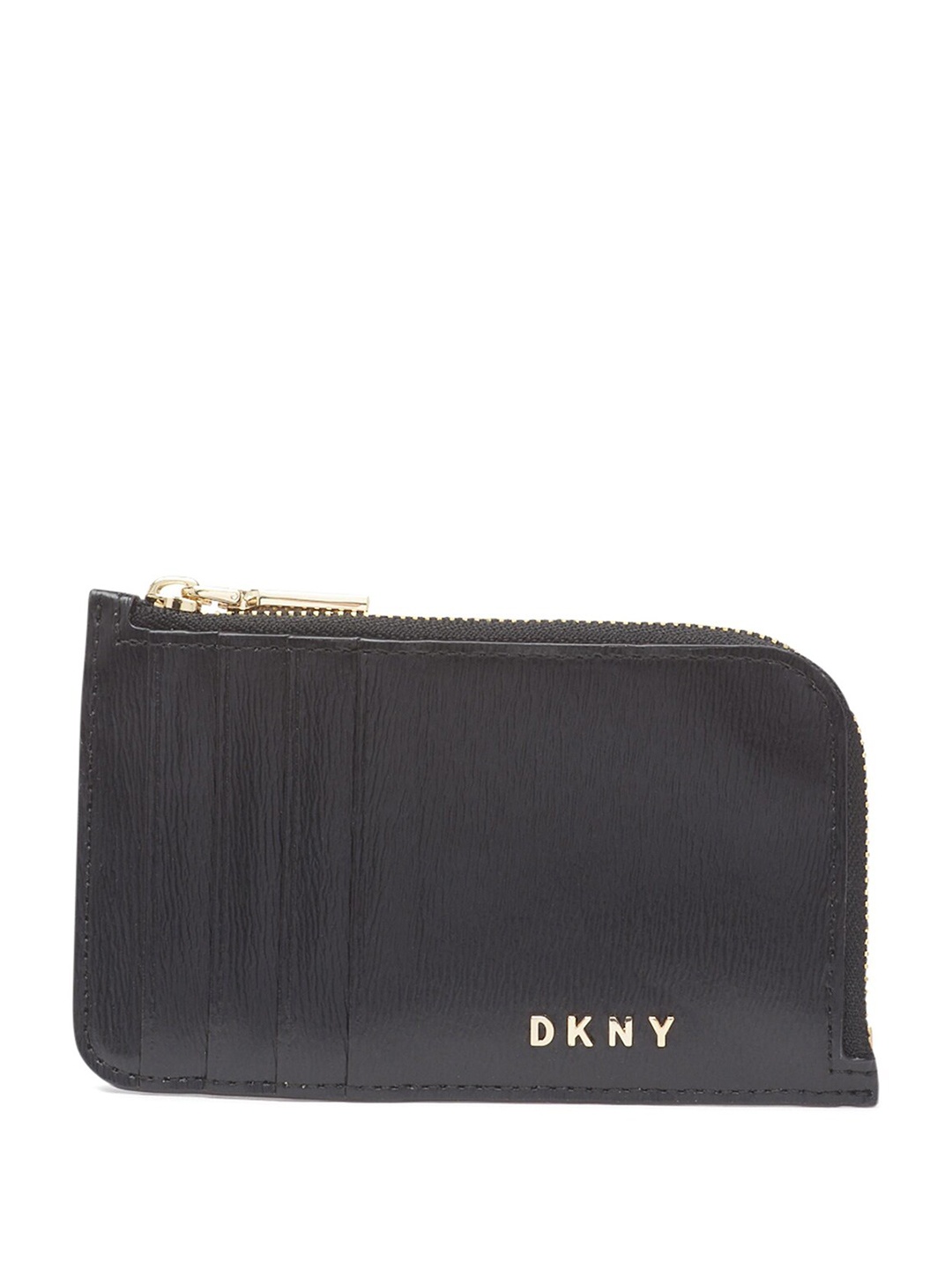 

DKNY Women Zip Detail Leather Card Holder, Black
