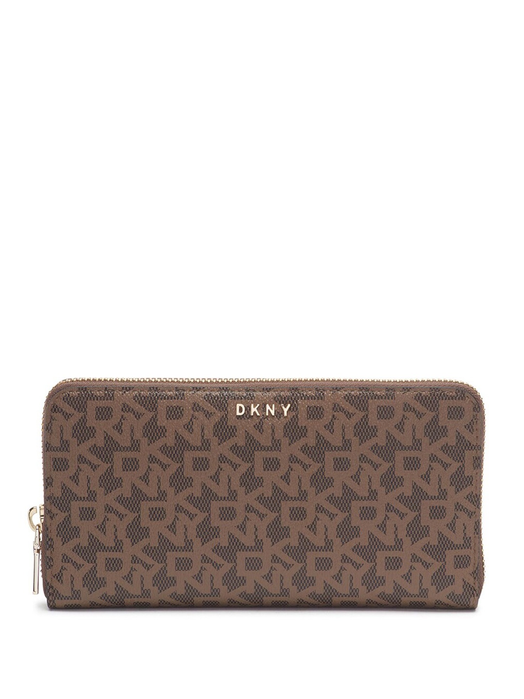 

DKNY Women Brand Logo Printed Zip Around Wallet, Brown