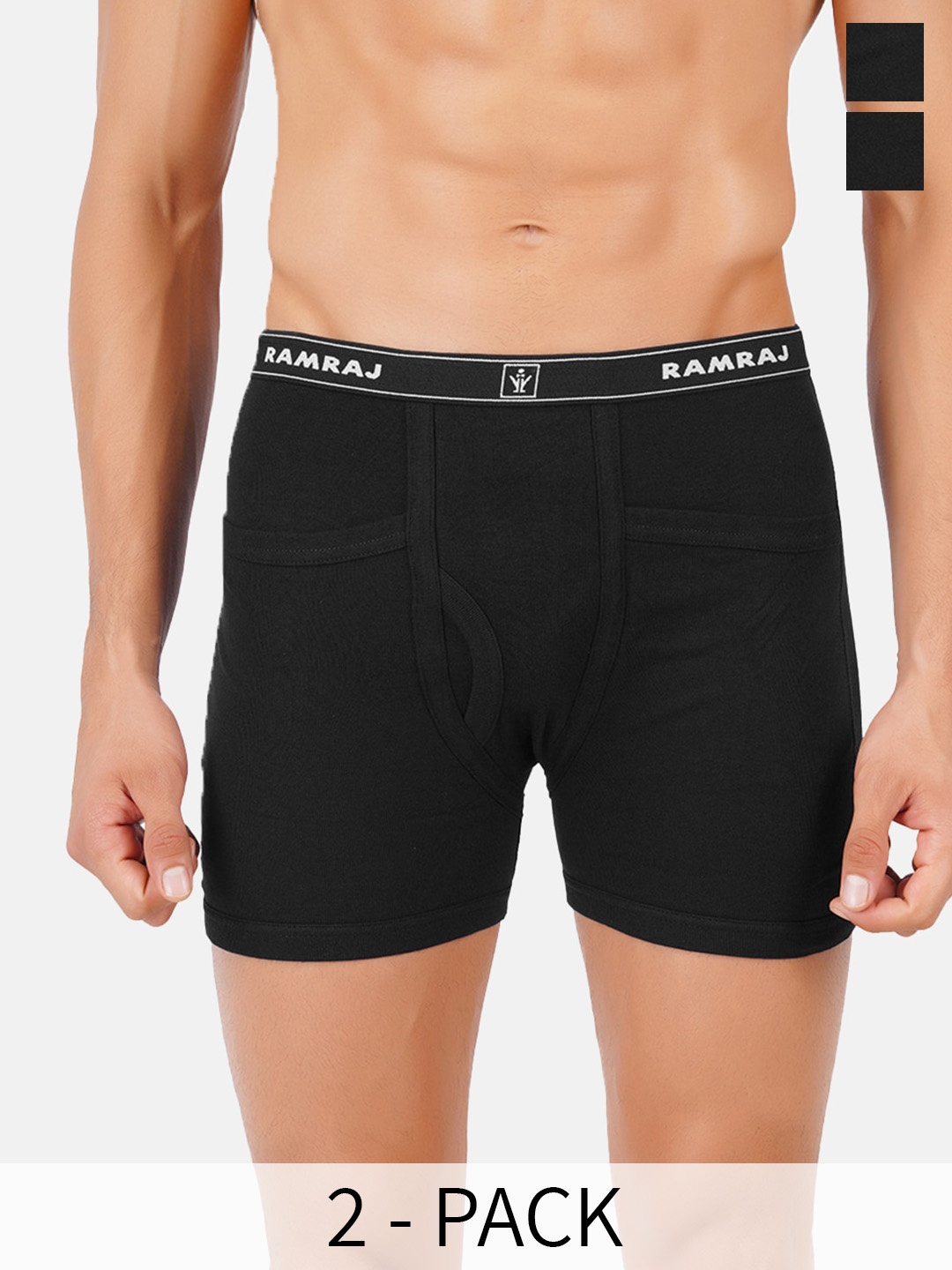 

Ramraj Pack of 2 Breathability Trunks SOFTEXPCTBLKT4P-Black_1