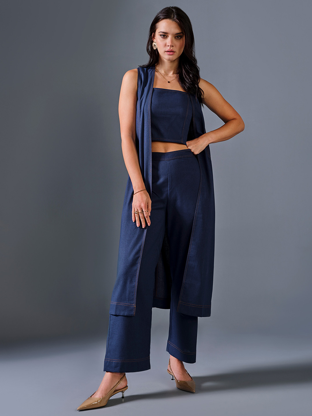 

AND Printed Co-Ords Set, Navy blue