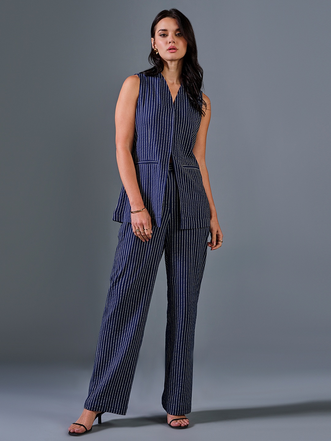 

AND Striped Top & Trouser Co-Ords, Blue