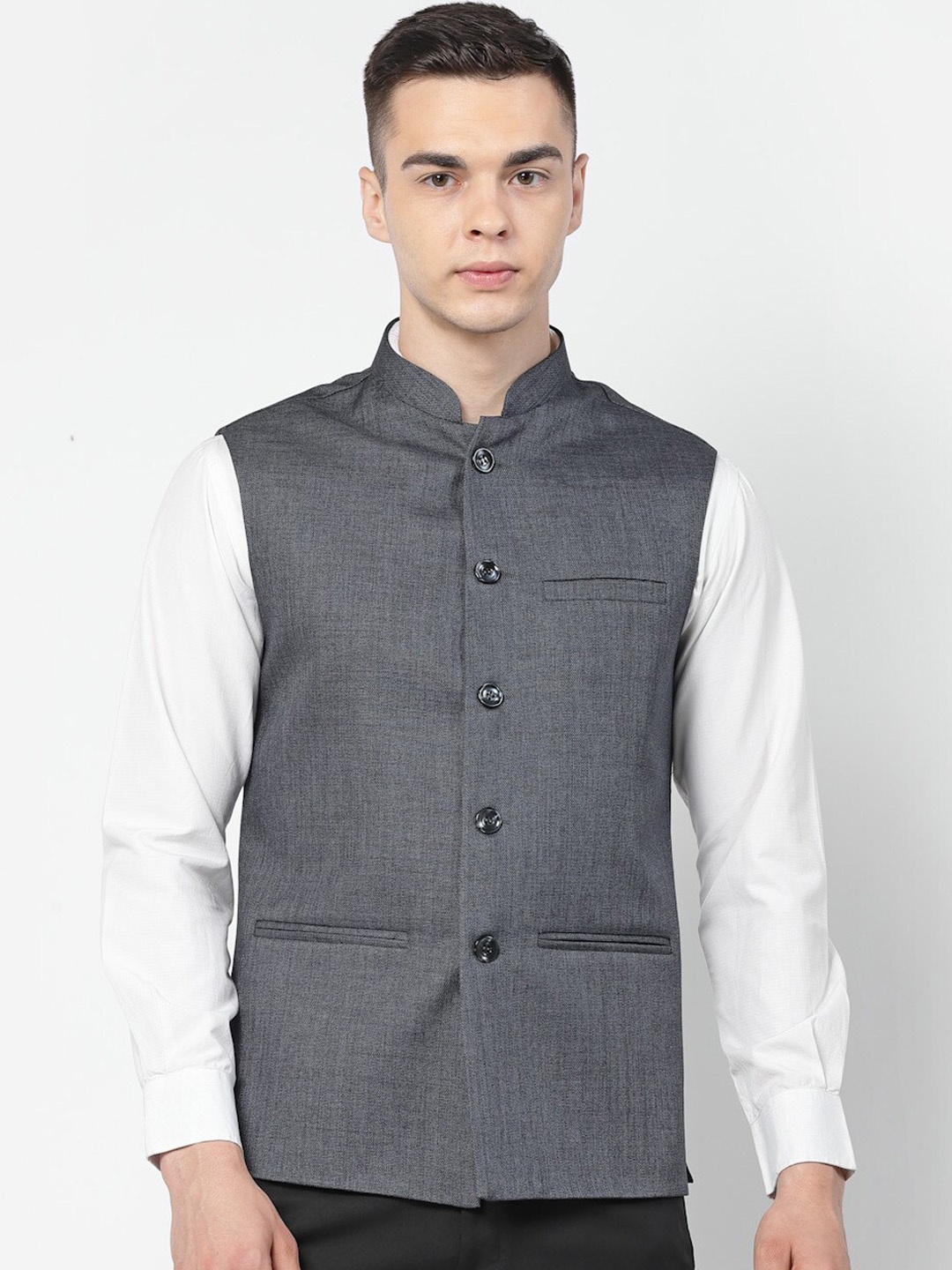 

Badoliya & Sons Jute Cotton Nehru Jackets, Blue