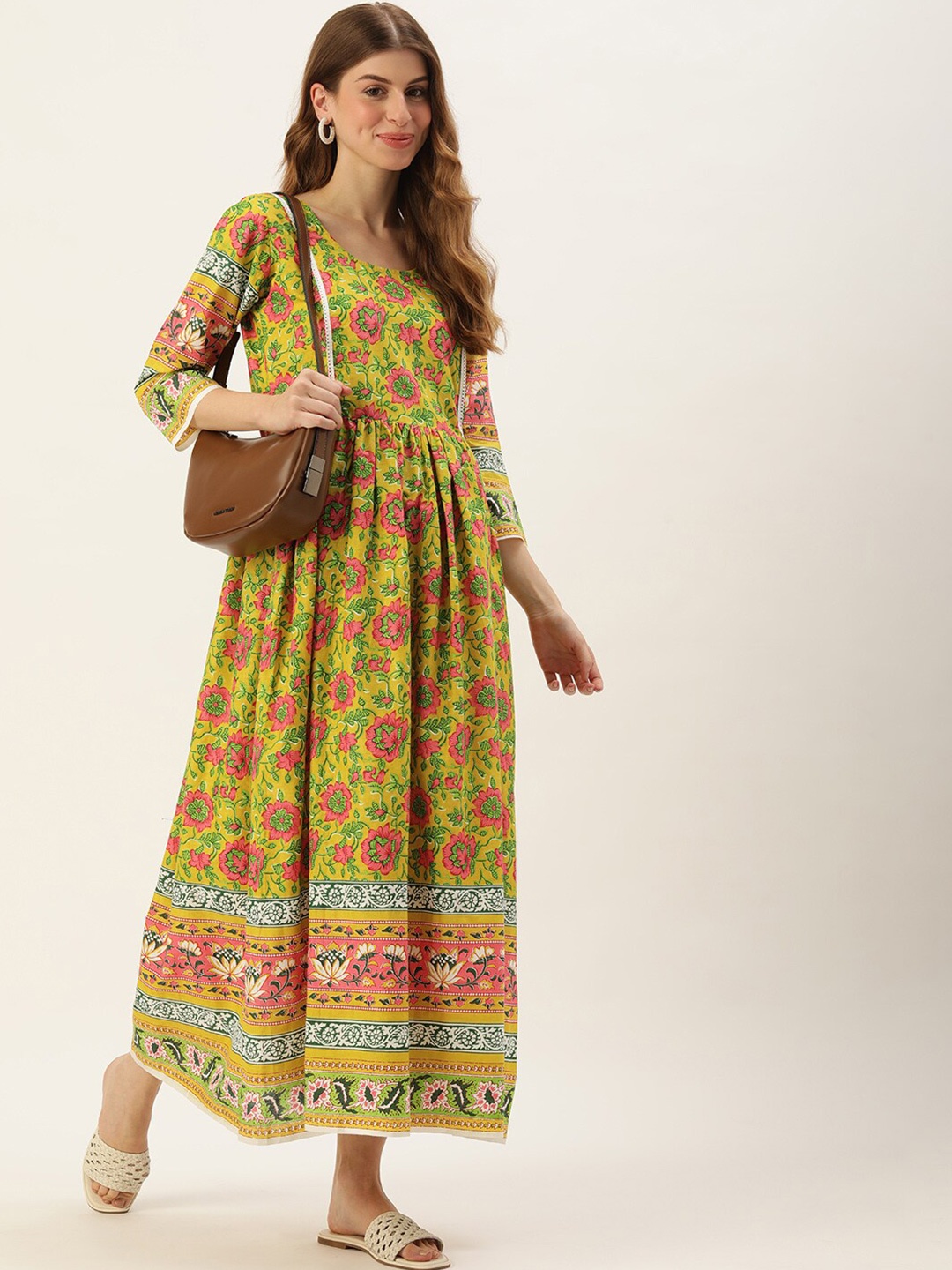 

Vinya Floral Printed Maternity Maxi Dress, Green