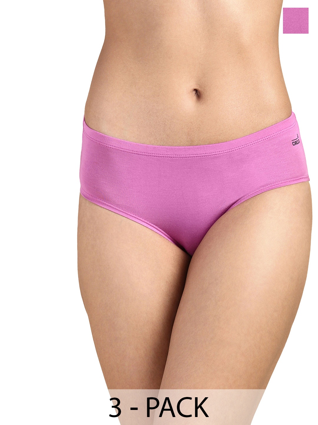 

&CIRCUS Pack of 3 Seamless Full Coverage Mid Rise Soft MicroModal Hipster Briefs, Violet