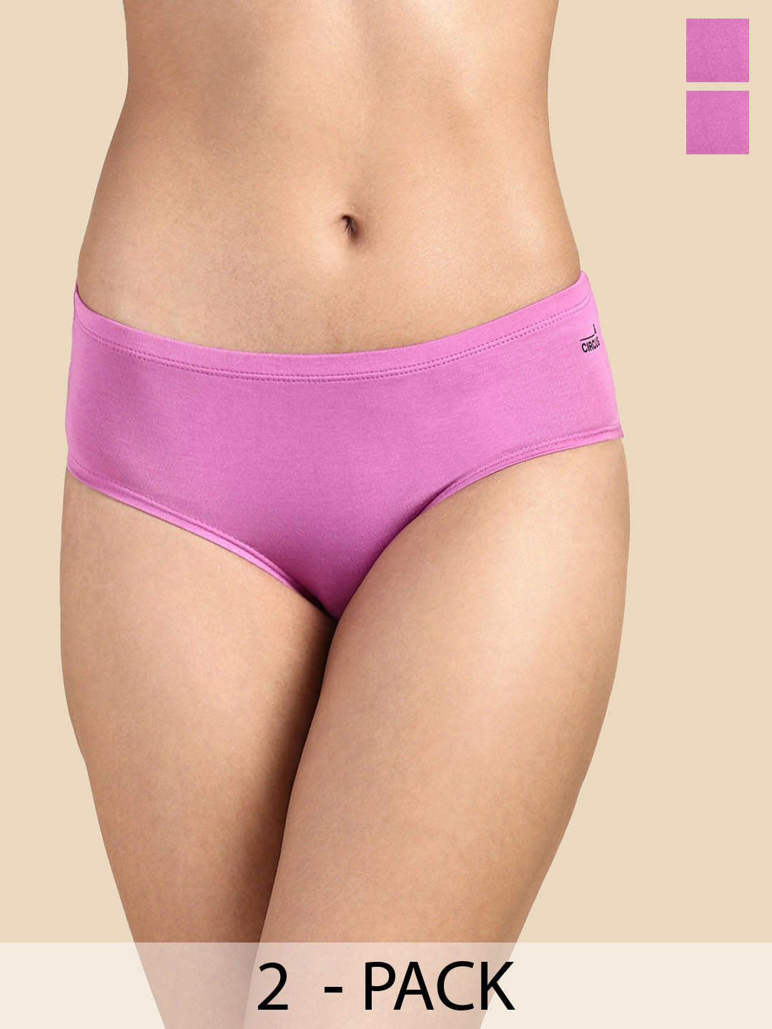 

&CIRCUS Pack of 2 Seamless Full Coverage Mid Rise Soft MicroModal Hipster Briefs, Lavender