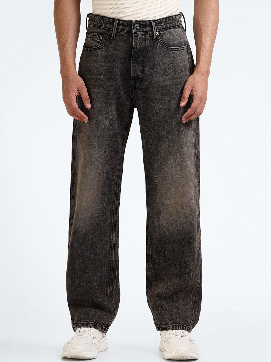 

Flying Machine Men Heavy Fade Stretchable Jeans, Black