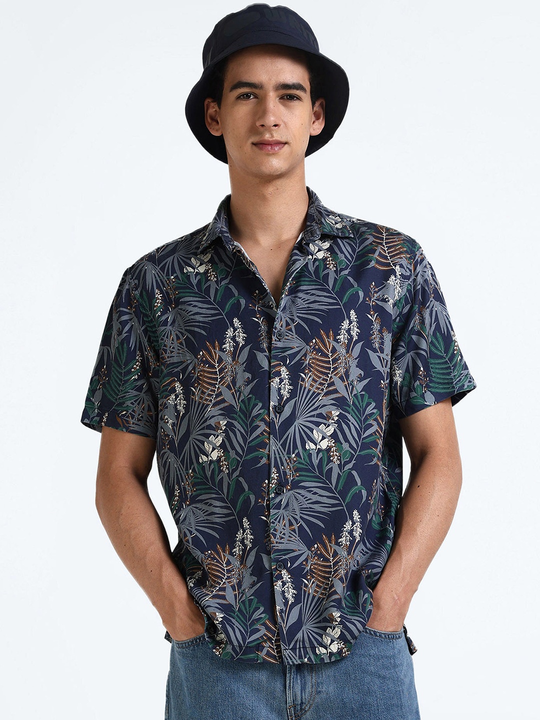 

Flying Machine Floral Printed Lyocell Shirt, Blue