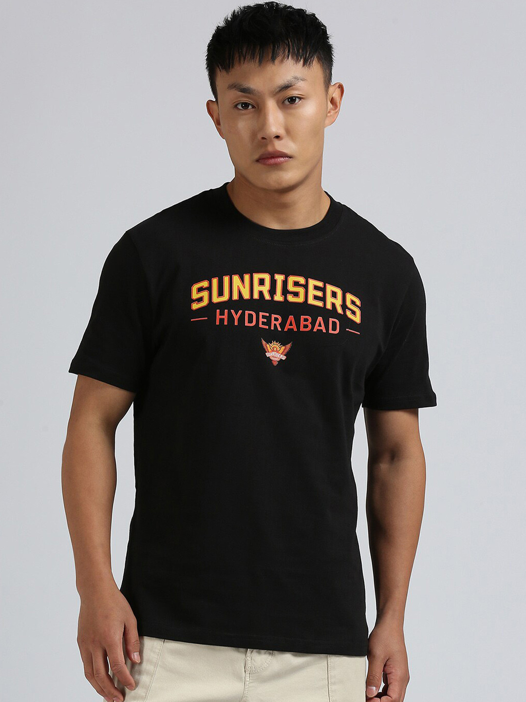 

FanCode Sunrisers Hyderabad Printed Cotton T-shirt, Black