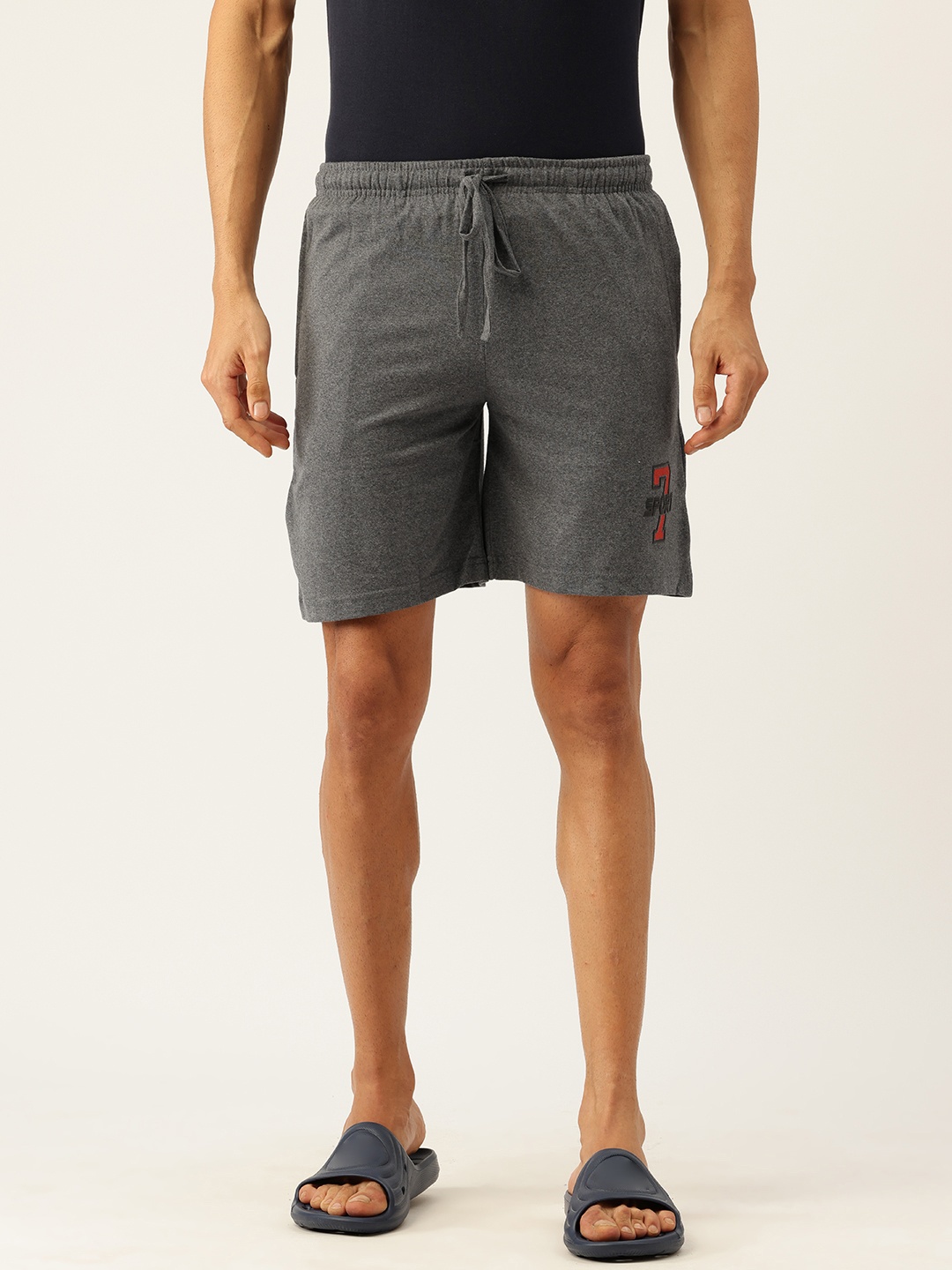 

Chromozome Men Premium Cotton Rich Lounge Shorts, Grey melange