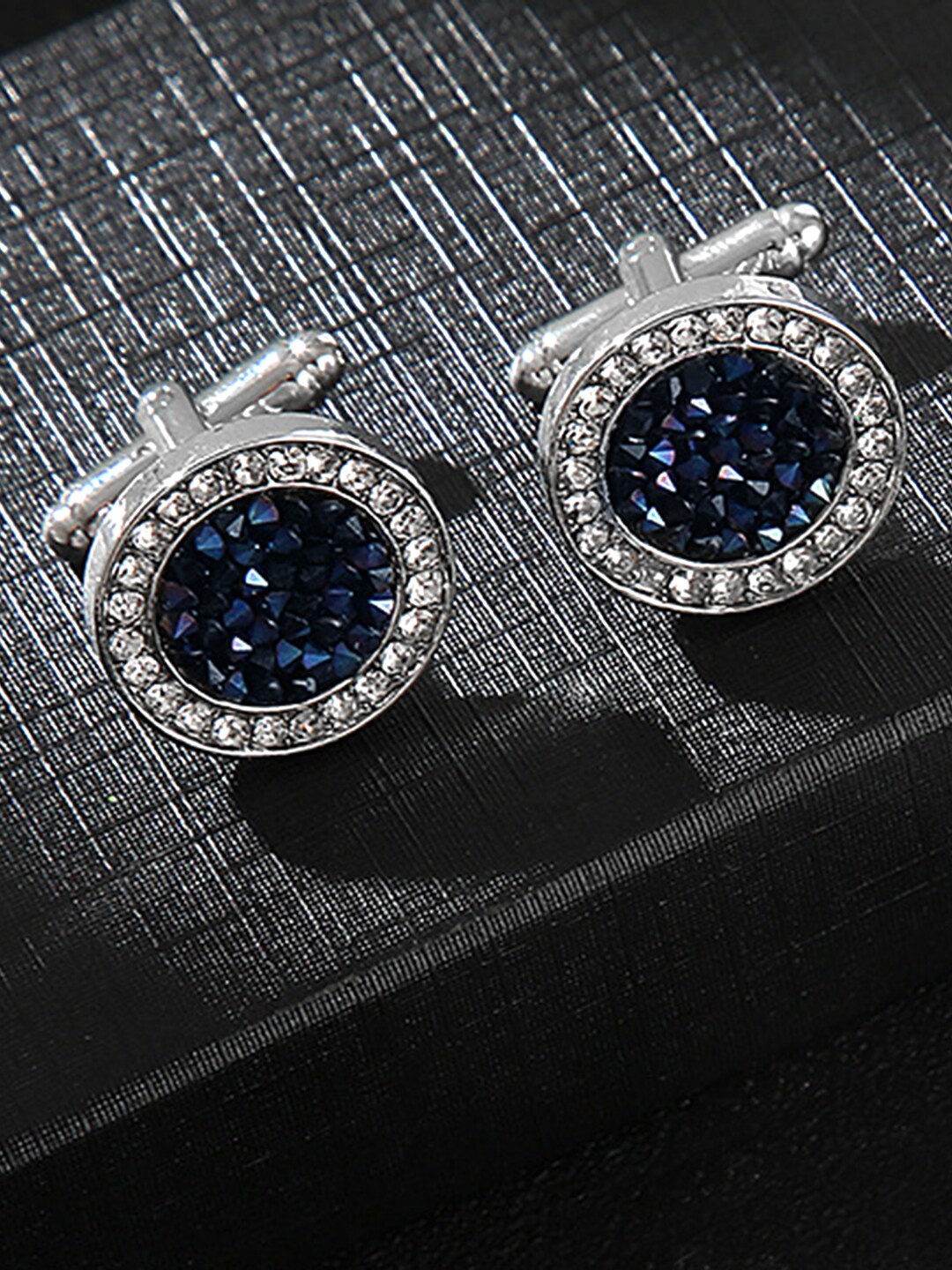 

Peora Silver-Plated Embellished Cufflink, Blue