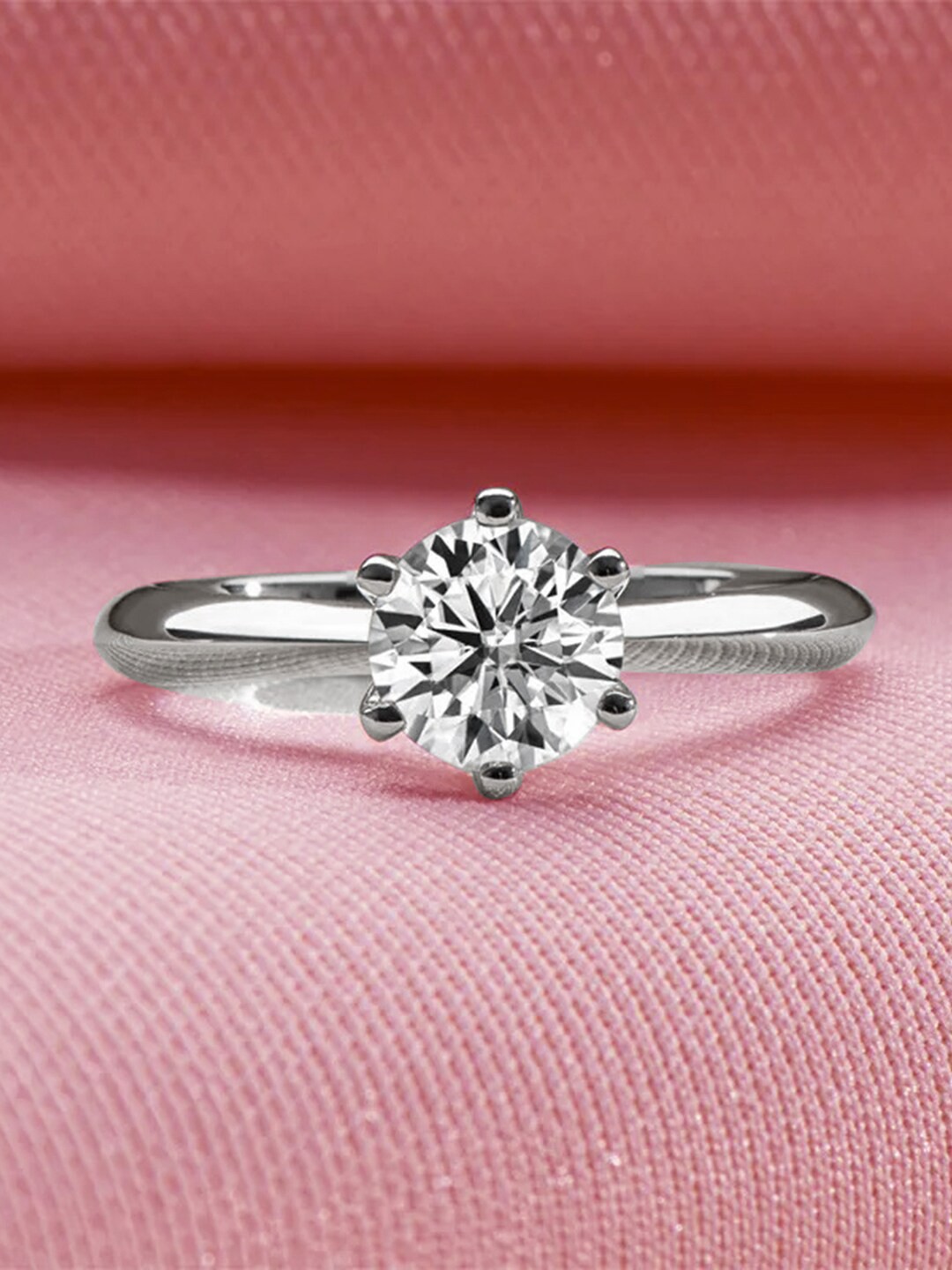 

Peora Silver Plated AD Studded Solitaire Ring